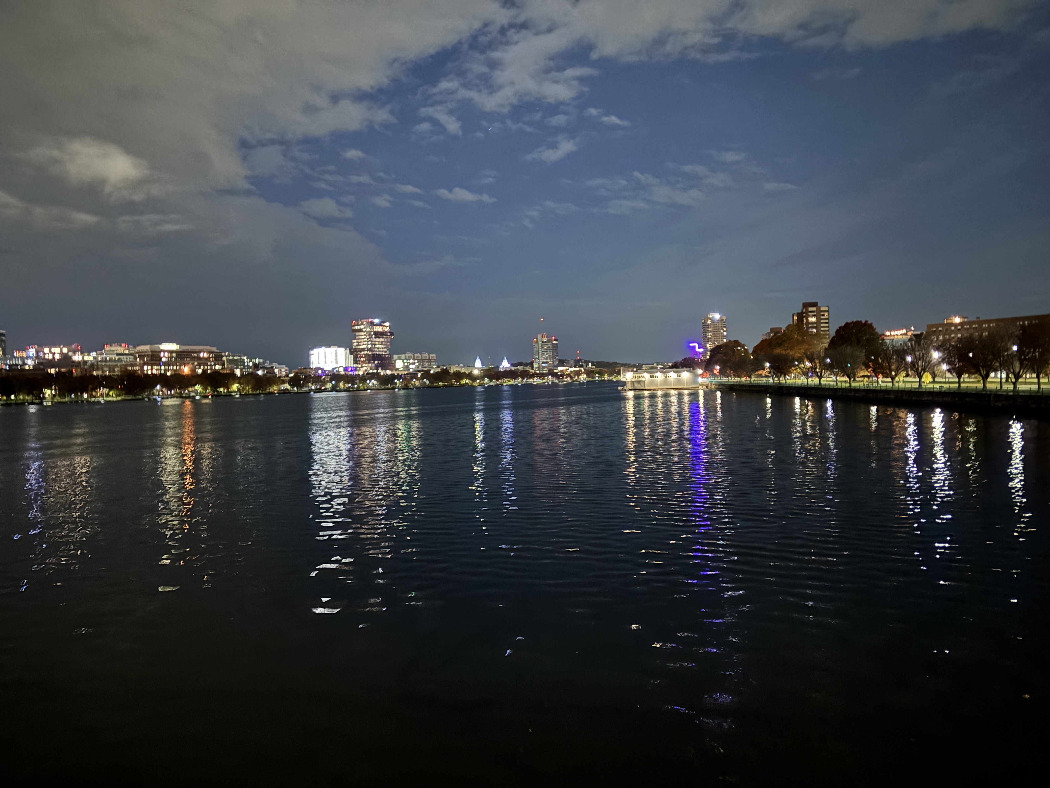 The Boston skyline at night