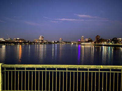 Picture of Cambridge and Boston taken early in the morning from the Mass Ave Bridge